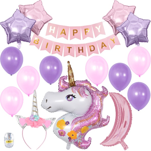 Unicorn verjaardag versieringspakket (zelf te decoreren)